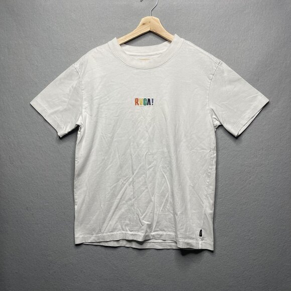 RVCA Mens Get Over It Ss Tee White Embroidered Small - Picture 1 of 7